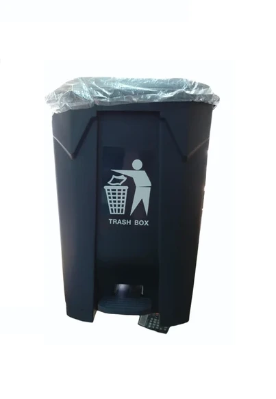 Industrial Grade Plastic Foot Pedal Dustbin – 50 Litre Capacity, Rectangular, Gray/Yellow/Blue, Ideal for Office Use